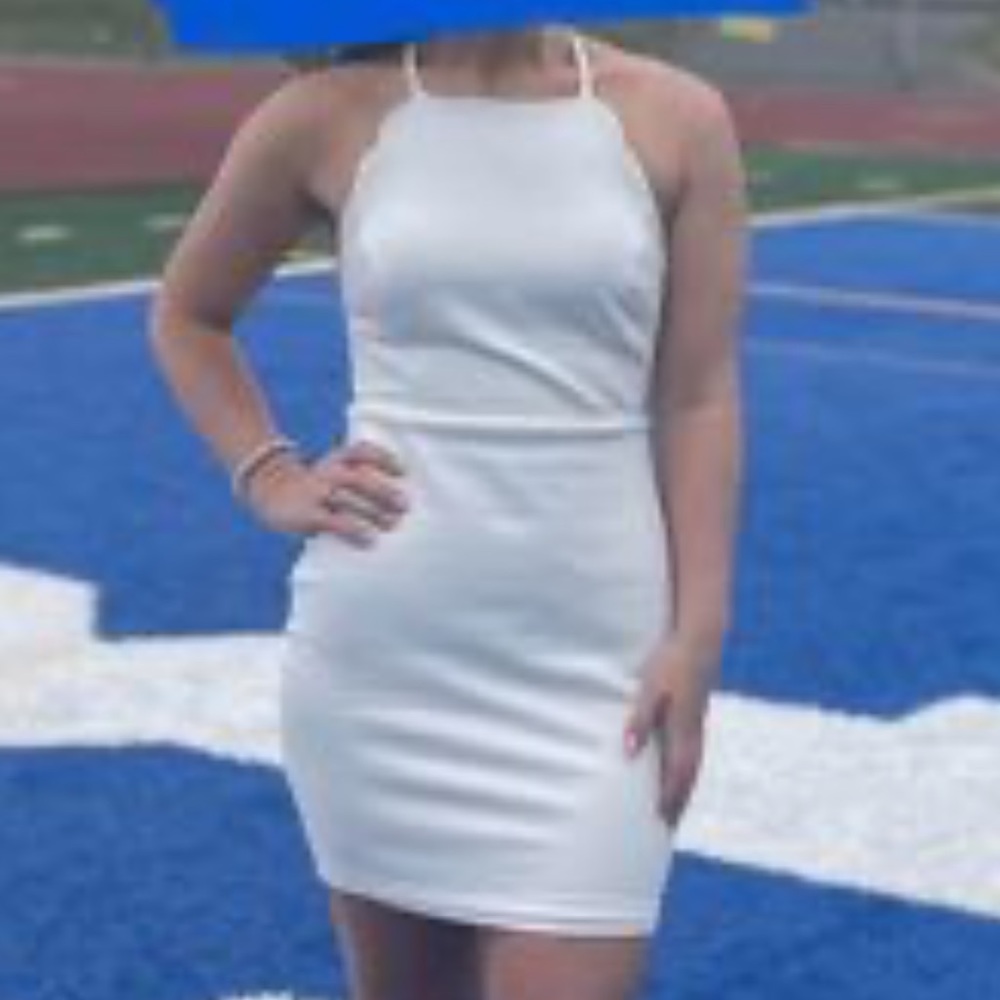 White Scalloped Tight Fitting Dress